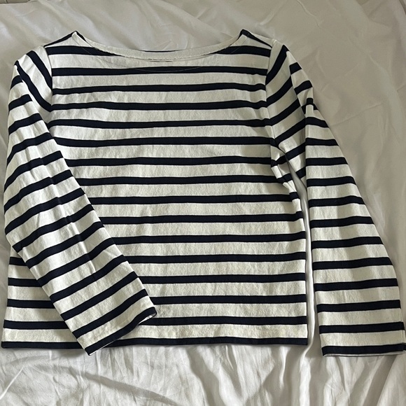 J. Crew Ivory Navy Classic mariner cloth boatneck T-shirt in stripe - Picture 5 of 7